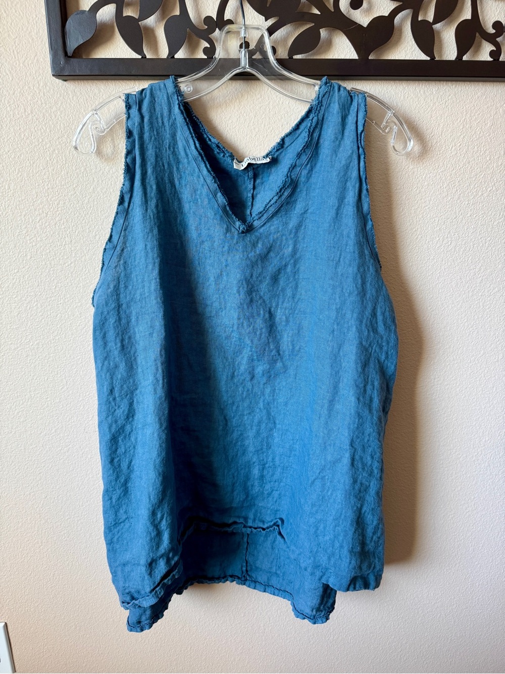 Liabella Blue V‑Neck Linen Sleeveless Tunic